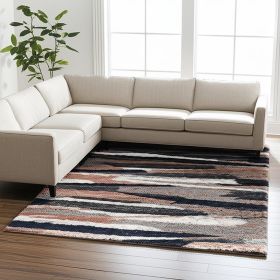 8' X 11' Gray And Black Strokes Area Rug