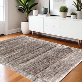 4' X 6' Ivory And Brown Retro Mod Area Rug