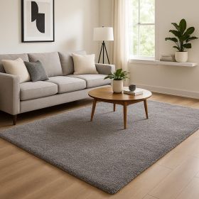 8' X 11' Ivory Modern Solid Shag Area Rug