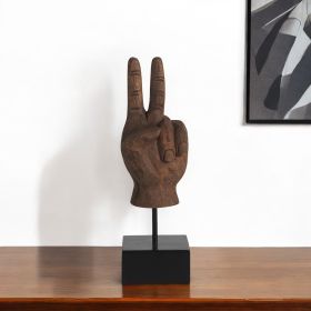 13" Brown Fabric Hand Tabletop Sculpture