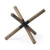 6" Brown Metal And Wood Modern Abstract Tabletop Sculpture