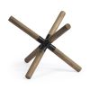 6" Brown Metal And Wood Modern Abstract Tabletop Sculpture