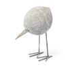 7" Off White Resin And Metal Snipe Bird Tabletop Sculpture