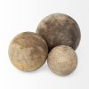 Set of Three 5" Brown Solid Wood Decorative Orb