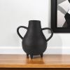 8" Black Two Handle Ceramic Jug Vase
