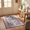 2' X 5' Blue and Ivory Oriental Area Rug