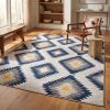 9' X 13' Blue and Gray Kilim Pattern Area Rug