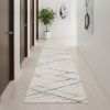 13' Gray And Ivory Geometric Runner Rug