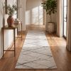 15' Gray And Ivory Geometric Runner Rug