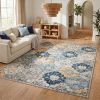 12' X 18' Blue and Yellow Floral Washable Non Skid Area Rug