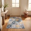 2' X 5' Blue and Yellow Floral Area Rug