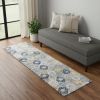 6' Blue And Yellow Floral Runner Rug