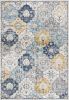 3' X 5' Blue and Yellow Floral Distressed Area Rug