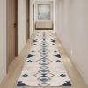 15' Blue And Ivory Southwestern Runner Rug