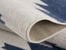 6' Blue And Ivory Southwestern Runner Rug