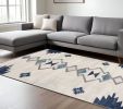 6' X 9' Blue and Ivory Southwestern Area Rug