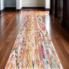 10' Gold And Ivory Southwestern Runner Rug
