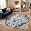 4' X 6' Blue and Ivory Medallion Area Rug