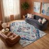 9' X 13' Blue Distressed Medallion Area Rug