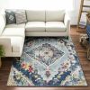 9' X 13' Blue Distressed Medallion Area Rug