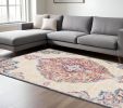 6' X 9' Blue and Beige Medallion Area Rug