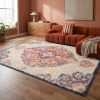 9' X 13' Cream Decorative Medallion Area Rug