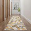 15' Yellow And Ivory Geometric Runner Rug