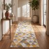 6' Yellow And Ivory Geometric Runner Rug