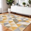 4' X 6' Yellow and Ivory Geometric Area Rug