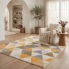 5' X 7' Yellow and Ivory Geometric Area Rug
