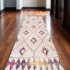 15' Ivory and Gold Abstract Geometric Runner Rug