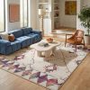5' X 8' Cream Damask Area Rug