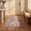 2' X 5' Cream Celestial Burst Abstract Area Rug