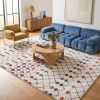 7' X 10' White Modern Geometric Grid Area Rug