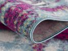 15' Gray Ivory And Magenta Abstract Runner Rug