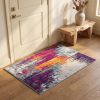 2' X 5' Gray Ivory And Magenta Abstract Area Rug