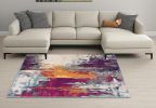 6' X 9' Gray and Purple Abstract Area Rug