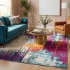 9' X 13' Gray and Magenta Abstract Area Rug