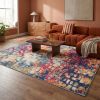 5' X 7' Blue and Gold Abstract Area Rug