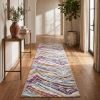 8' Blue And Gold Abstract Runner Rug