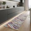 8' Blue And Gold Abstract Runner Rug