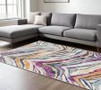 8' X 10' Blue and Gold Abstract Area Rug