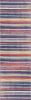 13' Blue And Ivory Striped Runner Rug