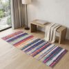 2' X 5' Blue And Ivory Striped Area Rug