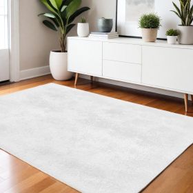 4' X 5' White Power Loom Area Rug