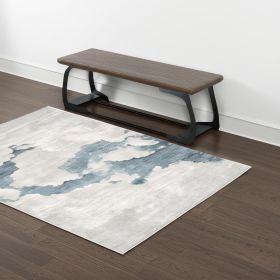 4' X 6' Gray and Blue Abstract Power Loom Area Rug
