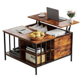 Farmhouse Lift Top Coffee Table with Storage - 31.5" Adjustable Height Living Room Table
