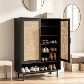 6-Tier Tall Shoe Cabinet 43 Inch Double Doors Storage Organizer for Entryway Hallway Bedroom