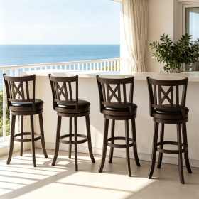 Set of 4 Swivel Bar Stools with Hollowed Backrest And Footrest Adjustable Height Bar Chairs for Kitchen Island Or Breakfast Bar