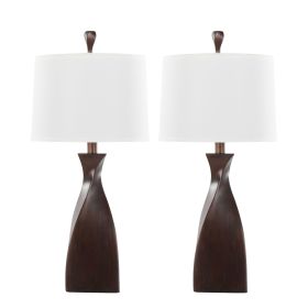 30" Contemporary Polyresin Table Lamp in Copper Bronze Polyresin with Natural Linen Shade from Grandview Gallery - Set of 2